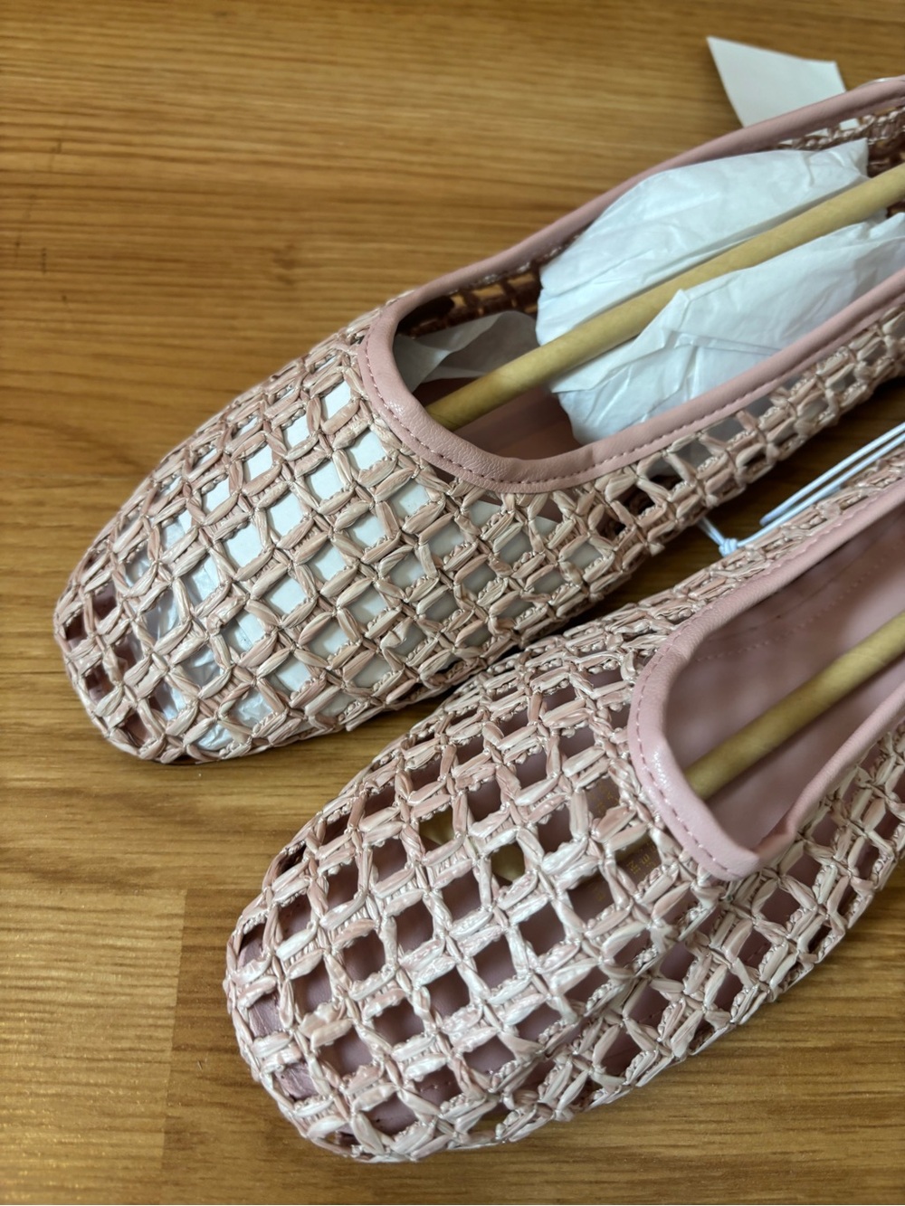 H&M Pink Woven Ballet Flats - Slip-On Casual Women's Shoes - Picture 4 of 6